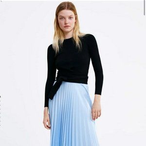 ZARA ribbed black sweater with tie waist